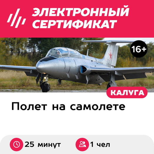 Подарочный сертификат Полет на реактивном самолете Л-29 позади пилота, 25 минут (Орешково)