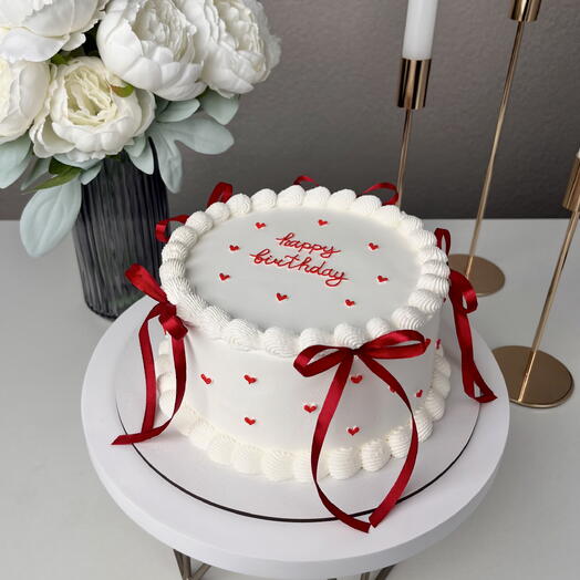 Торт в стиле ламбет с бантиками и сердечками на день рождения