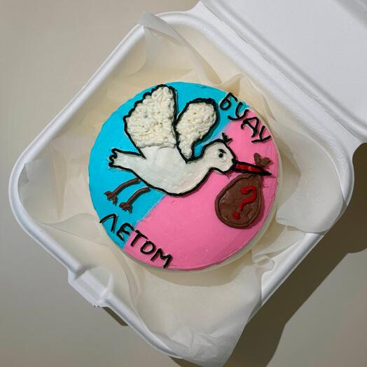 Бенто торт с аистом на гендер пати , узнать пол малыша