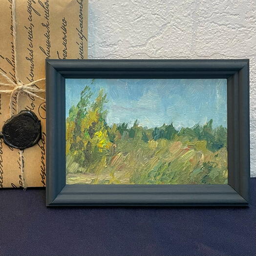 Картина маслом в раме "Пришли осенние ветра"