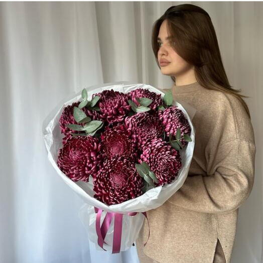 Букет трендовых хризантем бигуди 9шт