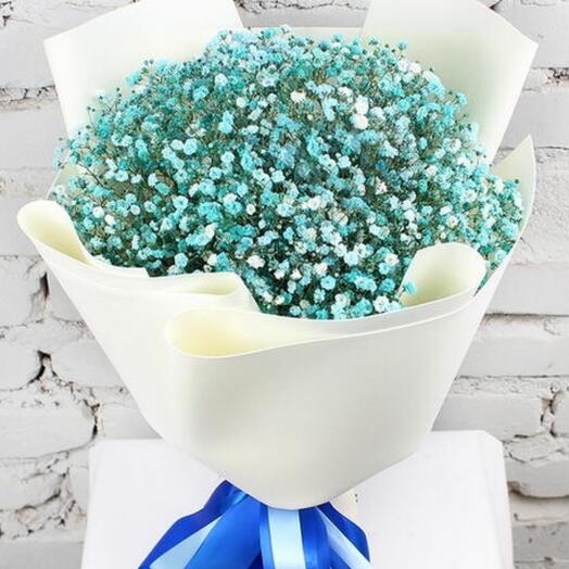Bouquet of 7 blue gypsophiles in foamiran