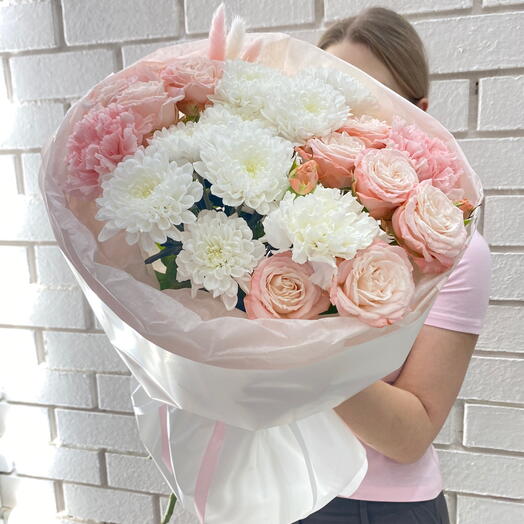 Нежность💗 Кустовая роза, хризантема, диантус