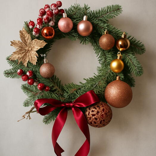 Венок новогодний из живой ели нобилиса