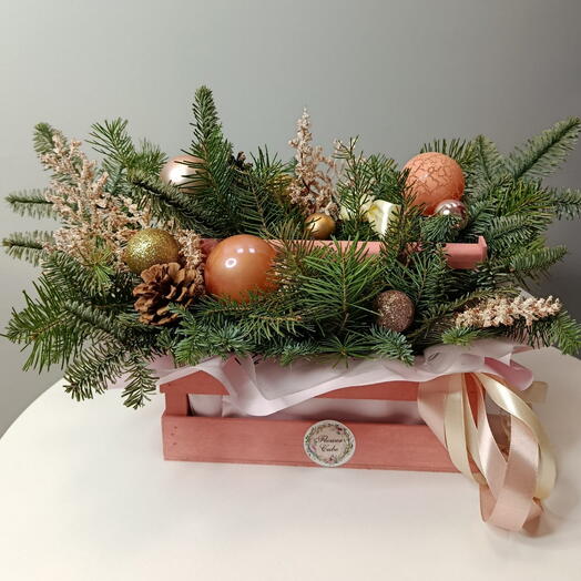 Новогодняя композиция в ящике 3