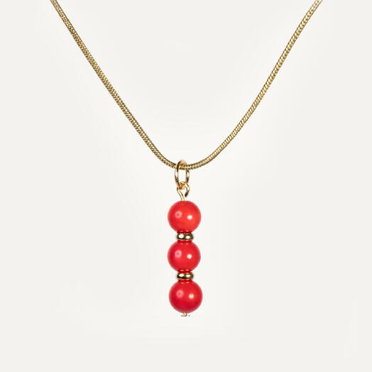 Подвеска, кулон Самшит Красный коралл 14K (PEN1013)