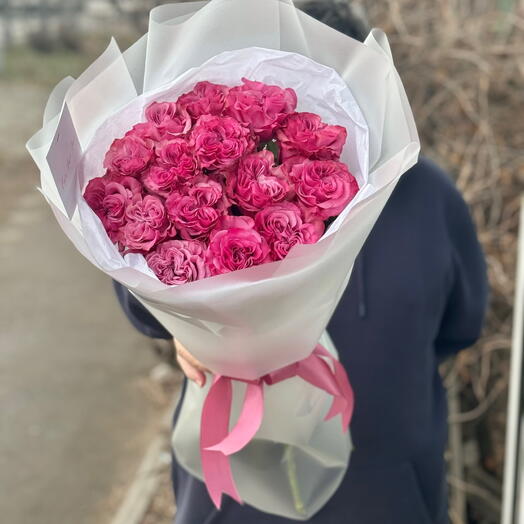 Необычные пионовидные розы (букет из 15 штук)