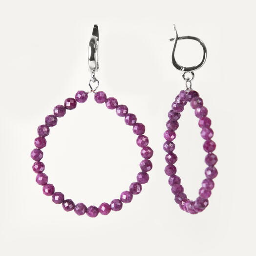 Серьги Ирис Красный корунд Rh+ (EAR1145)