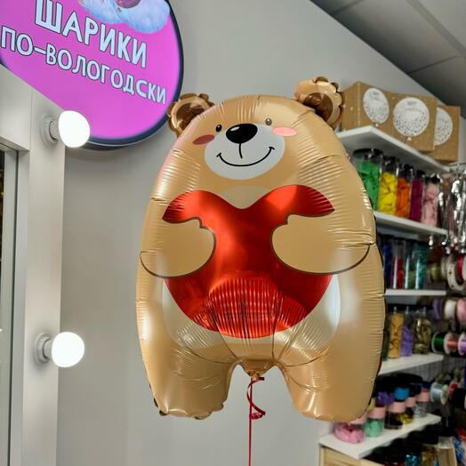 Шар медвежонок с сердцем