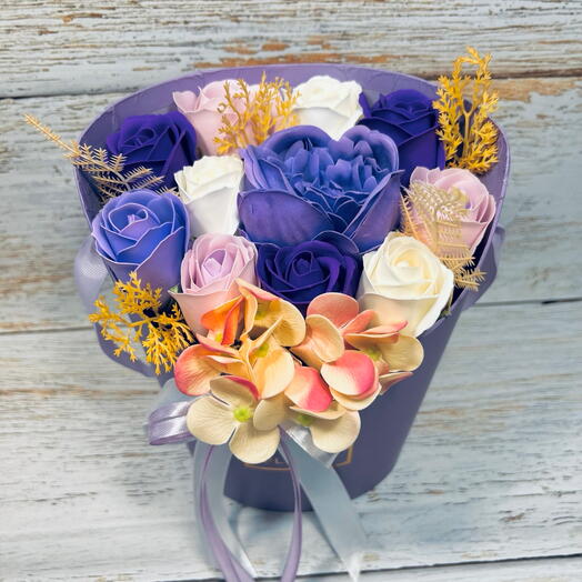 Композиция из мыльных роз и пиона. Подарок на 8 Марта для жены, мамы, подруги, директора, учителя, воспитателя, коллеги