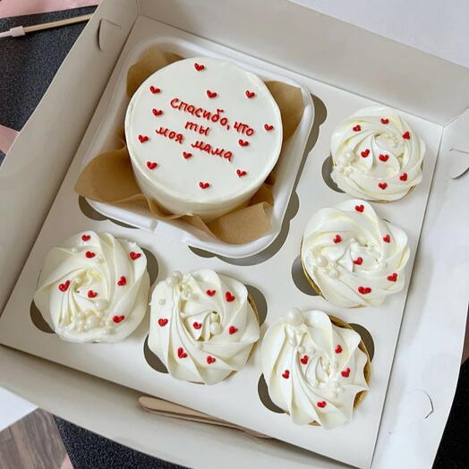 Бенто+ 5 капкейков набор маме, девушке, жене, подруге, мужу