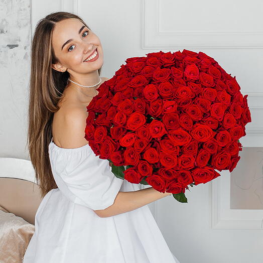 Букет 101 красная роза 50 см