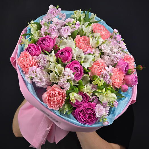 Авторский букет "Флоренция 💜" с пионовидными кустовыми розами