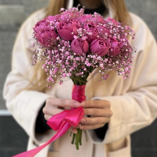 Букет невесты Мисти 💕💍💕 кустовые пион розы и гипсофила