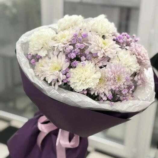 🌸Букет с диантусами и хризантемой