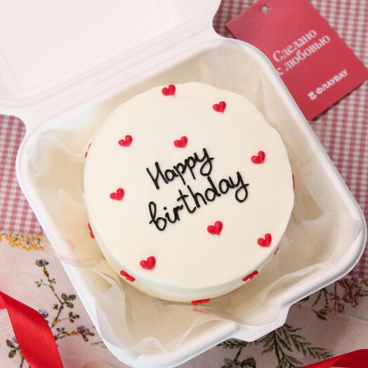 Бенто-торт Happy Birthday с сердечками, 350 г