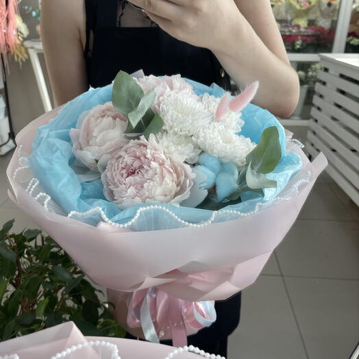 Жемчужный букет из пионов 🌸