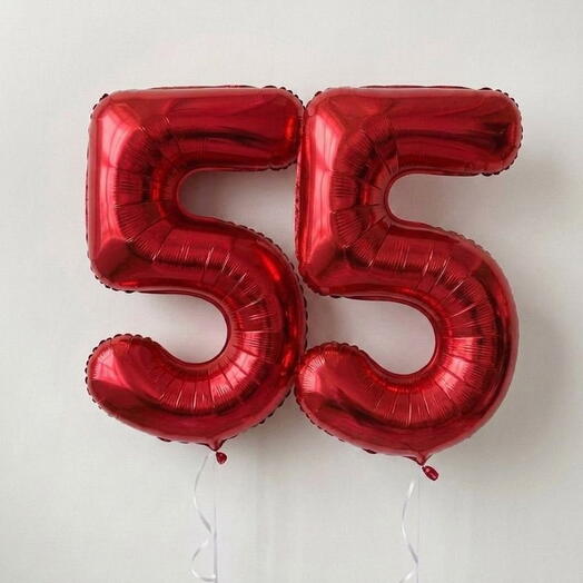 Шар фольгированный цифра «55» с гелием