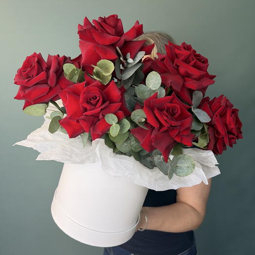 WOW 😍 Французские розы с эвкалиптом в шляпной коробке🍓🤌️