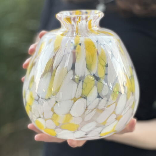 Ваза для цветов стекло интерьерная с каплями 💛 желтая, белая и розовая