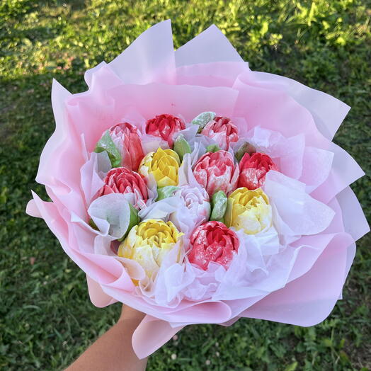 Букет из зефира цветы