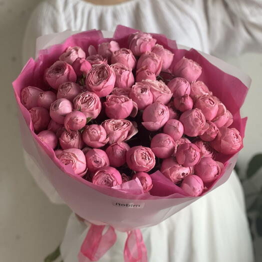Розы розовые яркие пионовидные кустовые Сильва Пинк 17 штук в упаковке 💞