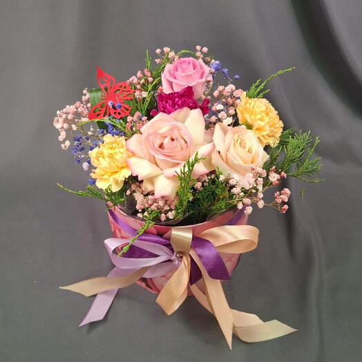 Большая шляпная коробка цветов 💐
