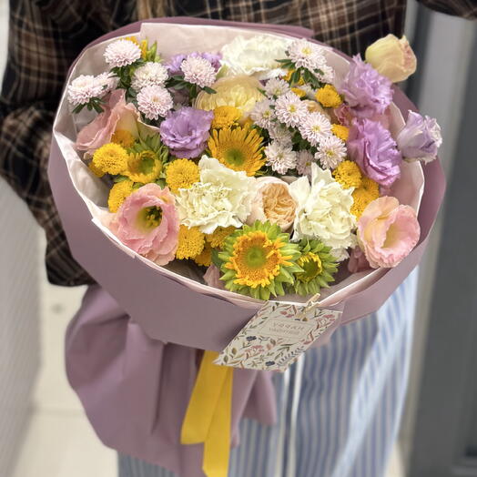 Букет дофаминовый с подсолнухами 🌻