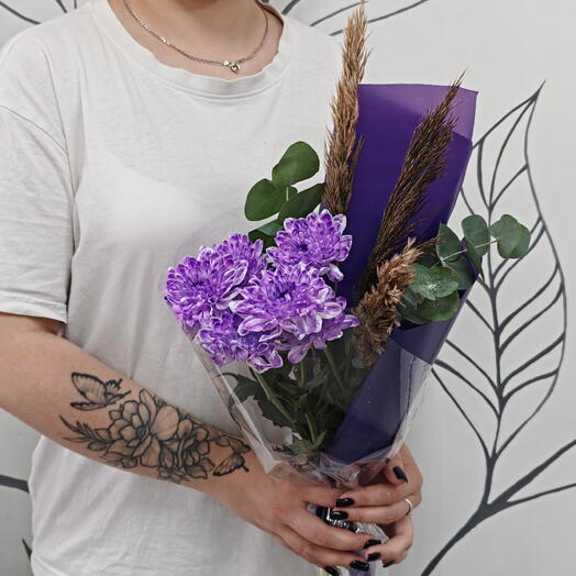 Авторский букет 🌸| Букет комплимент для учителя 🩷| Хризантема и эвкалипт 🌸