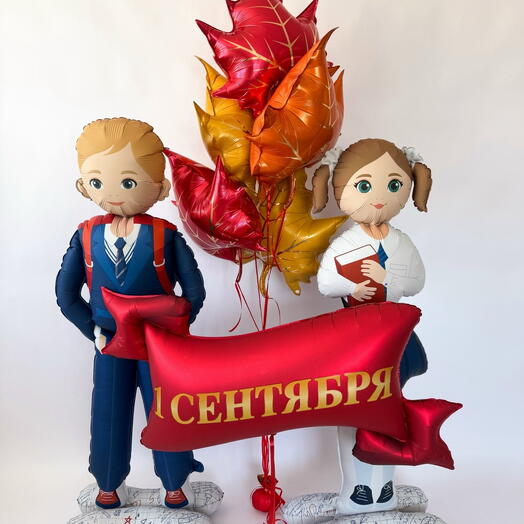 Композиция из воздушных шаров на 1 сентября "Школьный сезон"