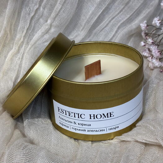 Аромасвеча ручной работы ESTETIC HOME Апельсин   корица
