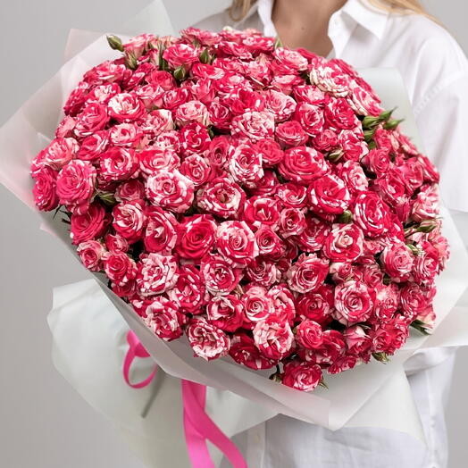 🌹Новинка🌹 Букет из 51 роскошной кустовой розы Файрворкс 50 см