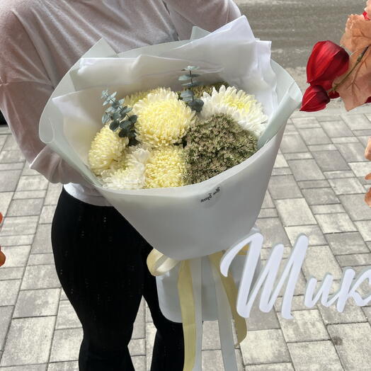💛Шикарный букет из стойкой хризантемы💚