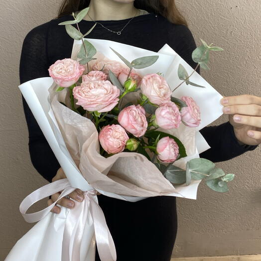 Букет комплимент 💞 Нежные розочки с эвкалиптом