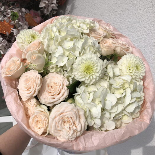 🤍Нежность в букете Роза, георгин, гортензия Bloom Room