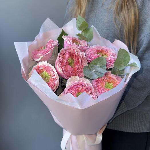 Букет «Sweet 🍬» | 7 роз пионовидные розовые