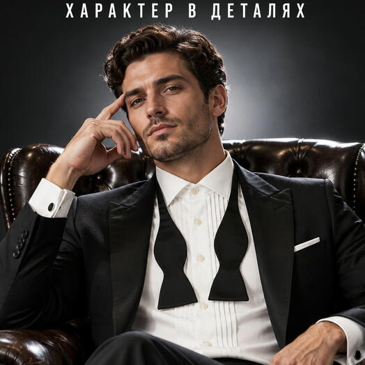 Галстук-бабочка мужской самовяз черный для смокинга, костюма и официального приема