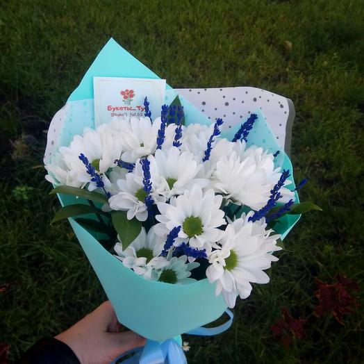 Букет хризантема и лаванда