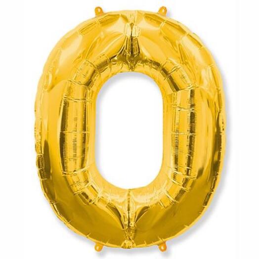 Шарик цифра "0" с гелием, Gold