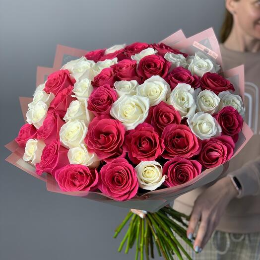 "55 roses white-pink mix" 482