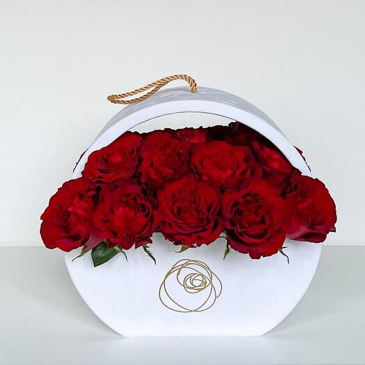 Red Rose Hanging Flower Box - White