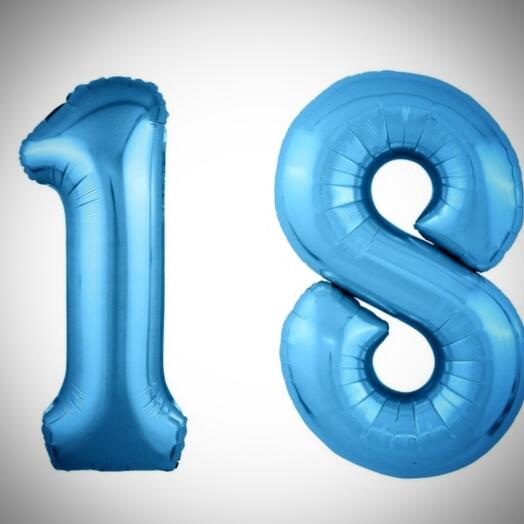 Гелиевые шары "18", цвет голубой