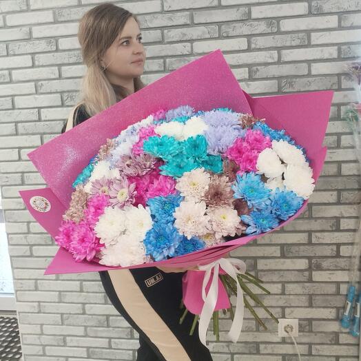 Букет Гигант из ярких хризантем