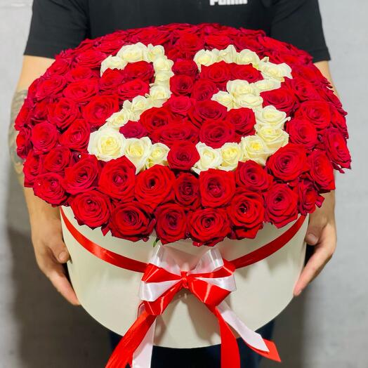 101  Роза в коробке с цифрой/буквой на выбор