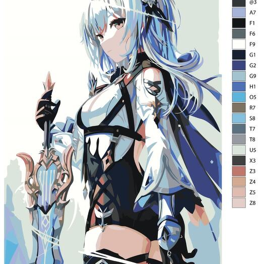 Картина по номерам S162 "Компьютерная игра - Genshin Impact (Геншин Импакт). Эола" 50x70