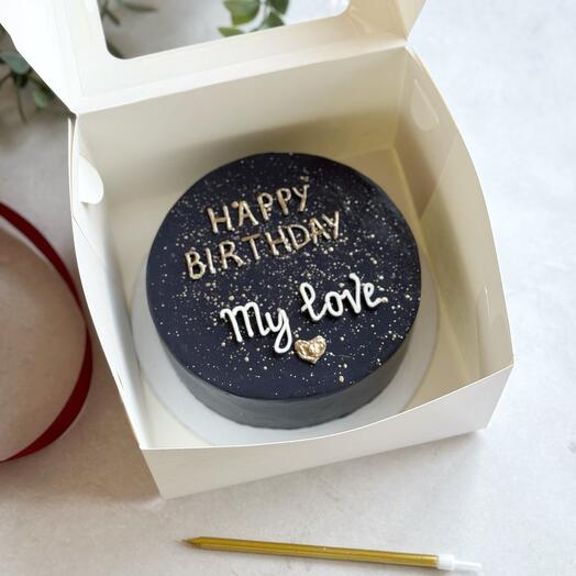 Бенто торт в чёрном цвете «HAPPY BIRTHDAYв подарок мужчине, мужу