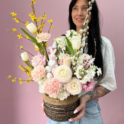 Пасхальная композиция «розовый кролик» 💘