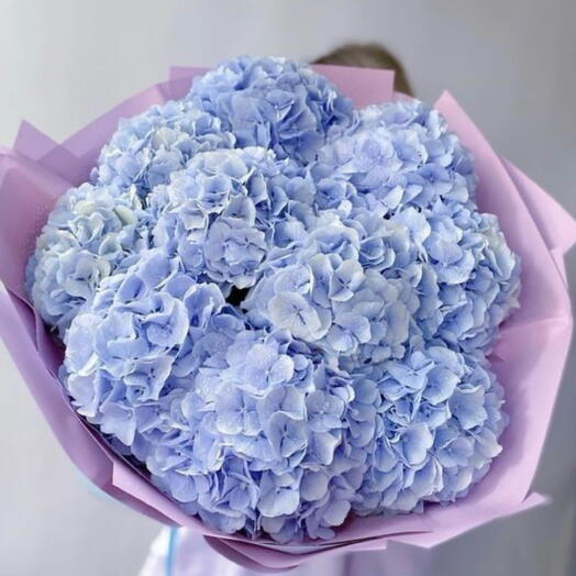 Blue Hortensias Mono Bouquet