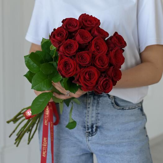 15 красных роз 60см