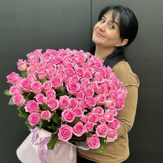101 РОЗОВАЯ РОЗА 70 СМ